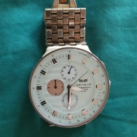 Vestal Surveyor Chronograph Quartz Unisex Golden Wrist Watch Japan Mvmt - Picture 13 of 16